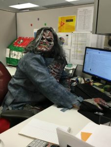 Juan dressed as a scary zombie