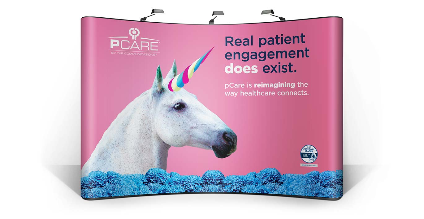 pCare unicorn tradeshow booth