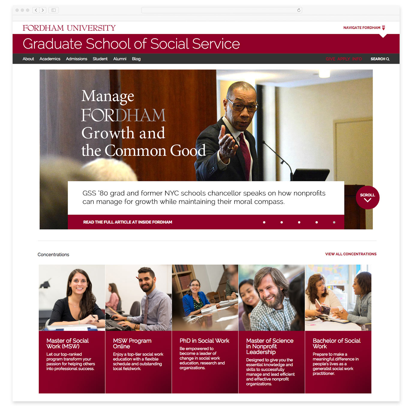 Fordham University Graduate School Ad