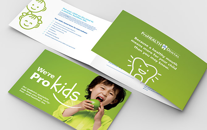 ProHEALTH Dental Horizontal Brochure Rebranding Designed and Created by Austin Williams, a New York Digital Marketing Agency