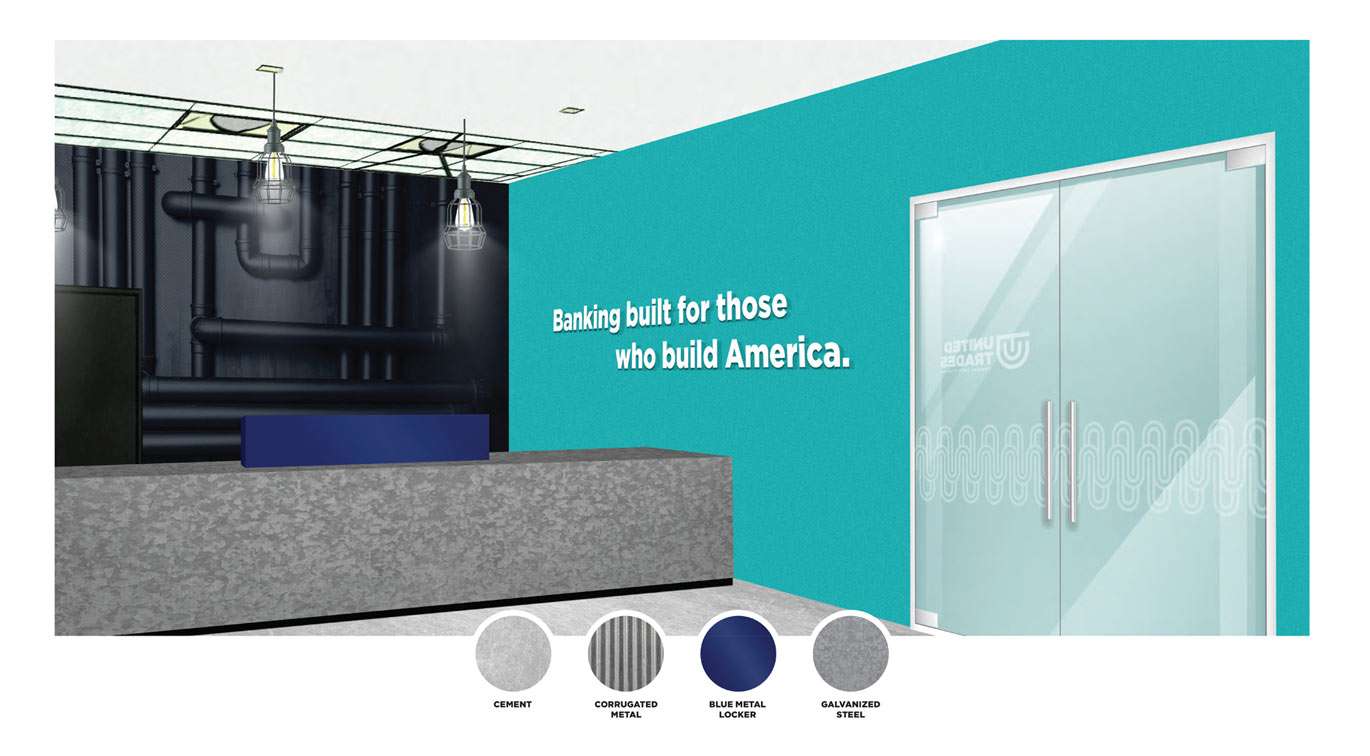 United Trades Federal Credit Union Branch Interior Design Mock Up by Austin Williams a New York Digital Marketing Agency