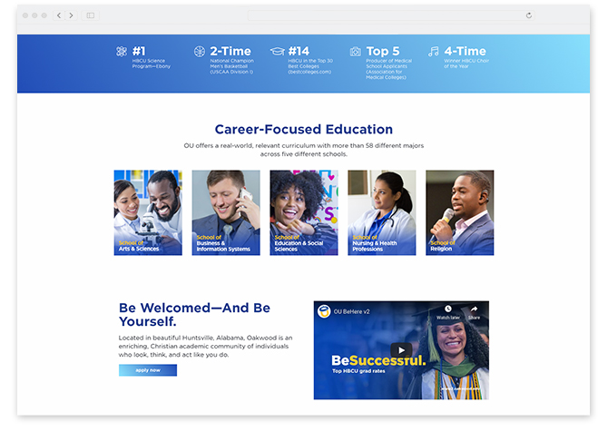 New York Digital Marketing Agency Austin Williams' work for Oakwood University a Seven Day Adventist University