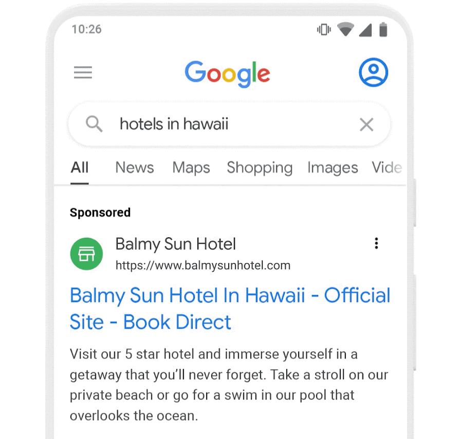 Example of Google search UI highlighting increased branding on Paid Search Ads